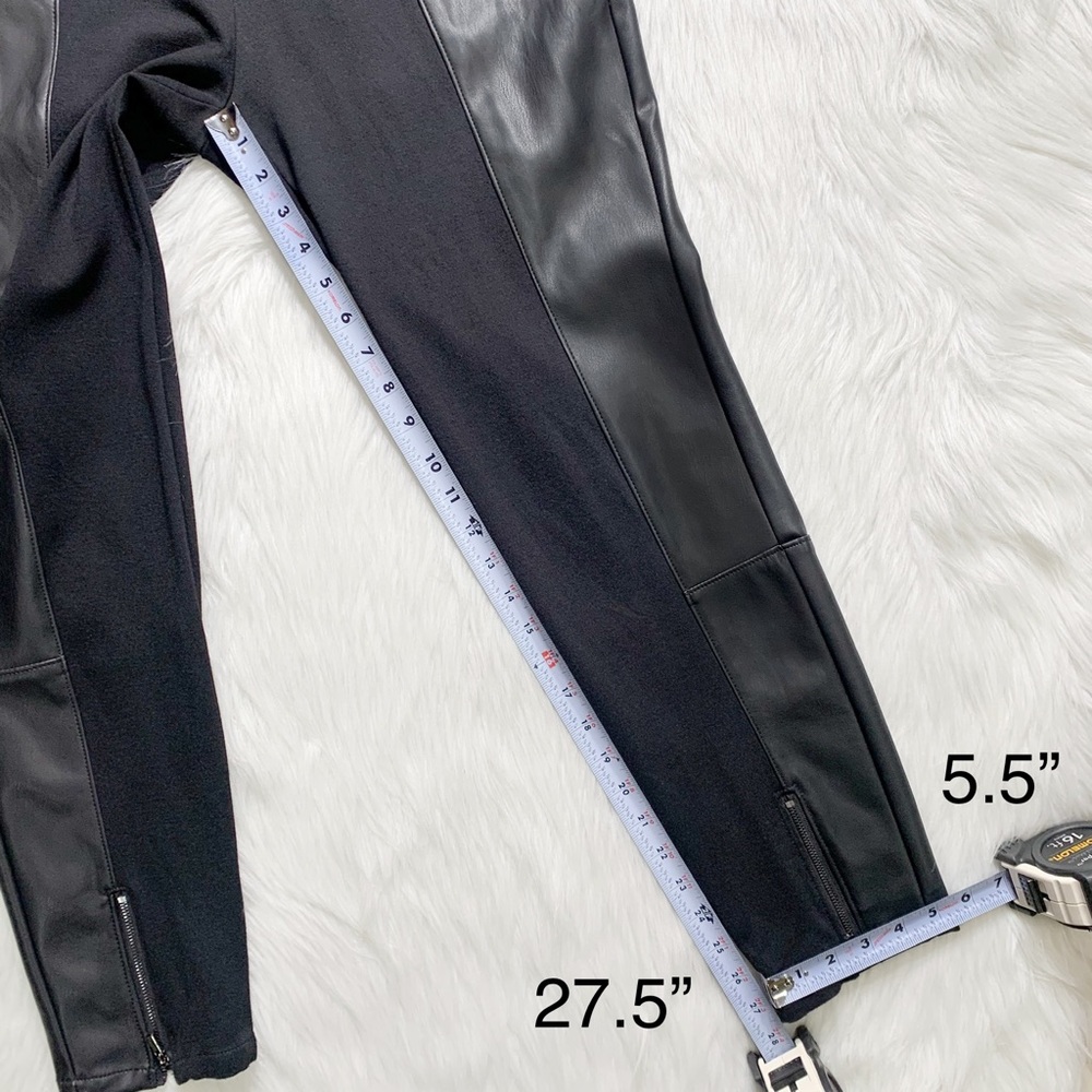 SOLD-Halston Faux Leather Zippered Black Riding Moto Pants - Picture 8 of 8